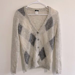 J CREW XS Mohair Blend ARGYLE Cardigan Sweaters